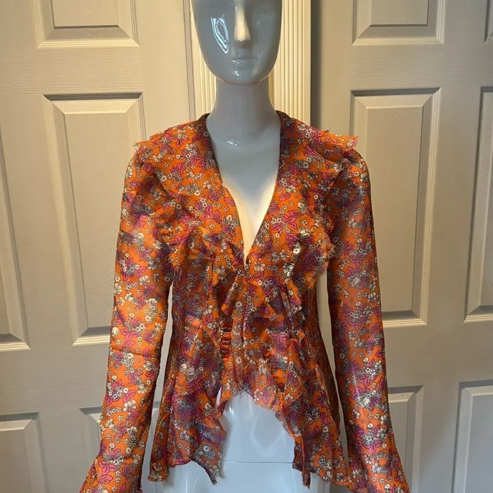 Free People Floral Sheer Nina Blouse